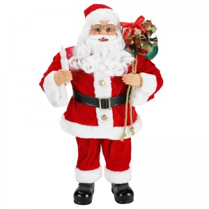 62cm Weihnachten stehend Santa Claus mit Kerze Ornament Dekoration Figur Sammlung Stoff Urlaub Festival Weihnachten Plüsch