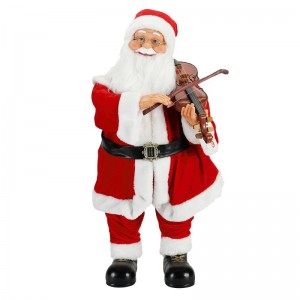 80cm Animierte Weihnachtsbeleuchtung Musical Santa Claus mit Geige Ornament Dekoration Traditionelle Holiday Figur Collection