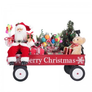 TM-95114 50*27*38 cm Santa mit Geschenkwagen
